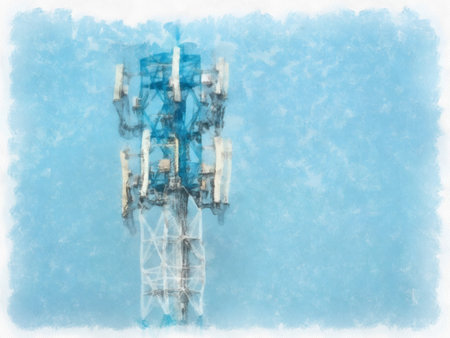high mast signal watercolor style illustration impressionist painting.