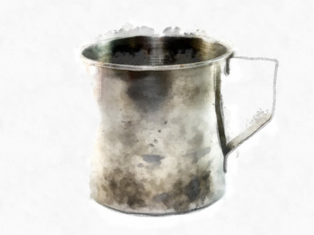stainless steel mug on a white background watercolor style illustration impressionist painting.の写真素材