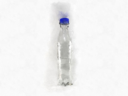 transparent plastic bottle on white background watercolor style illustration impressionist painting.の写真素材
