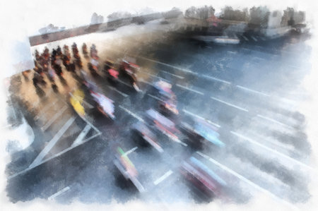 Bangkok city landscape Thailand watercolor style illustration impressionist painting.の写真素材