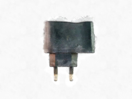 usb adapter on a white background watercolor style illustration impressionist painting.