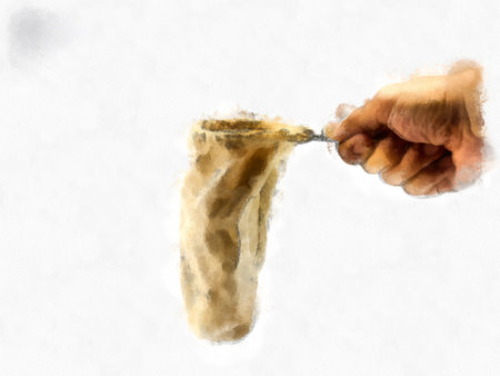 antique coffee bags watercolor style illustration impressionist painting.の写真素材