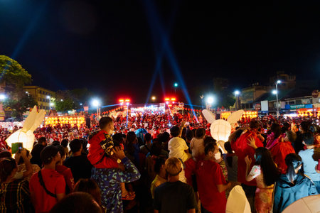 NAKHON RATCHASIMA THAILAND-January 22 2023:Chinese New Year celebrations in Nakhon Ratchasima in Thailand There are many people of Chinese descent. New Year celebrations are everywhere in Thailand.のeditorial素材