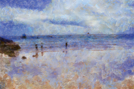The island's beach landscape helps create an impressionistic painting.の写真素材