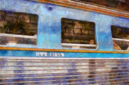 Chalk paint Illustrations creates art style impressionism of painting.の写真素材