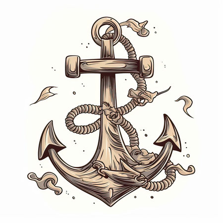 Anchor isolated on white background. Nautical vector illustration.の素材