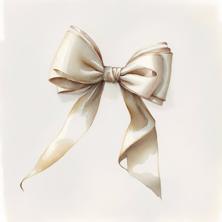 Illustration of a beautiful bow on a white background. Watercolorの素材