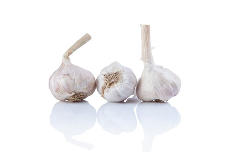 Garlic on a white backgroundの写真素材