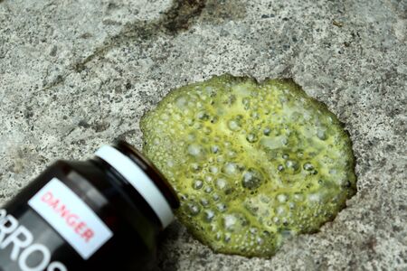 simulation Hydrochloric acid leak on the floorの写真素材