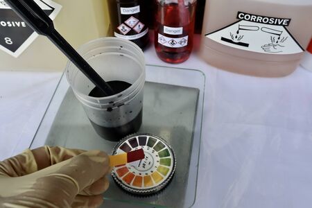 simolation testing chemical in laboratoryの写真素材