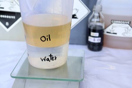 The difference between solvent and waterの写真素材