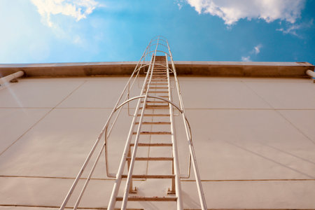 staircase Views of the sky high and cloudsの写真素材
