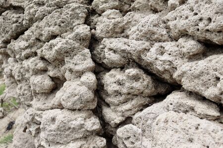 Rocks and dry clay by the river in the summer Chon Buri Thailandの写真素材