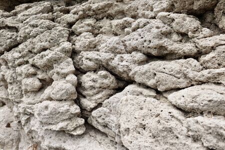 Rocks and dry clay by the river in the summer Chon Buri Thailandの写真素材