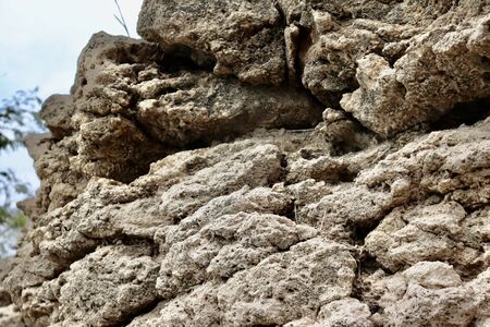 Rocks and dry clay by the river in the summer Chon Buri Thailandの写真素材