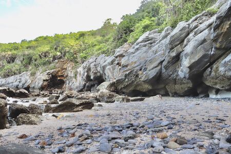 Pattern on the stone surface by the seaの写真素材