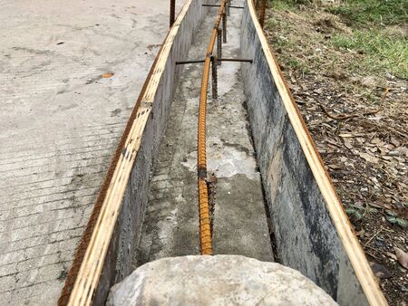 Footpaths are going to be built on the side of the roadの写真素材