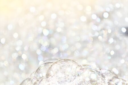 White and Silver tone bubble and blurred backgroundの写真素材