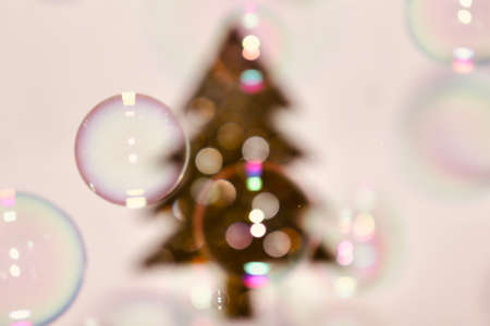 Christmas bokeh made from bubblesの写真素材