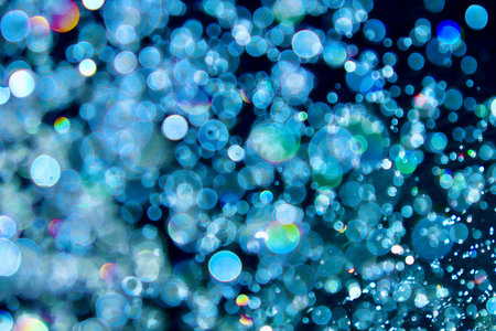 Blurred images and bokeh made from water droplets in blue tones