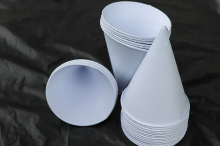 White Paper cups and black backgroundの写真素材