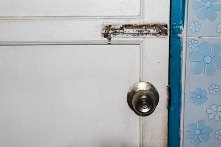 Old Religion and a securely locked door and rustの写真素材