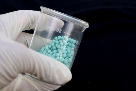 urea dangerous chemical and handの写真素材