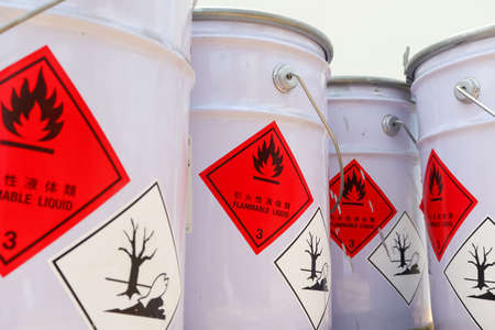 Flammable liquid symbol on the chemical tankの写真素材