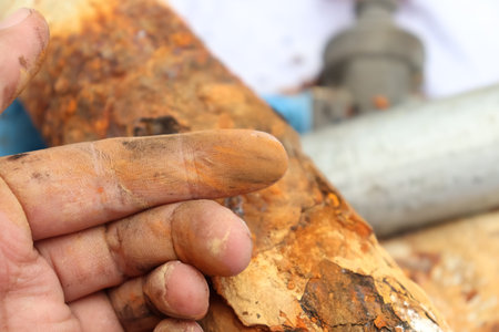 Red rust on the old pipe surface