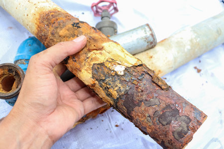 Red rust on the old pipe surface