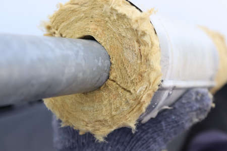 Fiberglass insulation for industrial use and pipeの写真素材