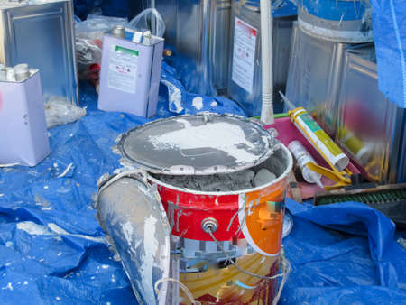 Chemical waste in the industry, color mixing equipmentの写真素材