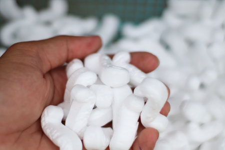 foam peanuts for packing and product safetyの写真素材