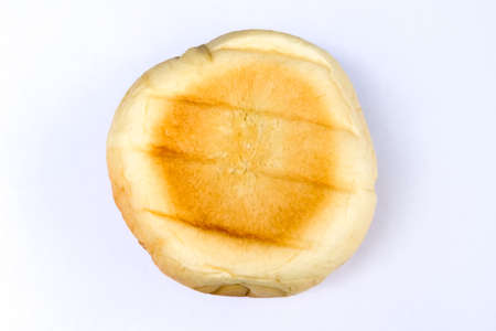 the bread is spinning on white backgroundの写真素材