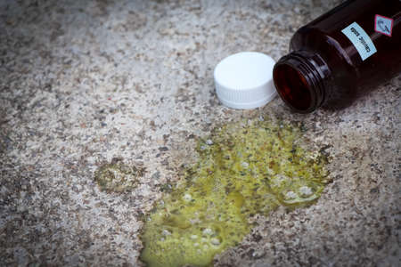Caustic soda leak on the floorの写真素材