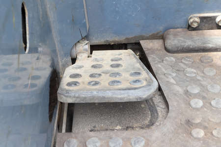 The brakes of a standing electric forkliftの写真素材