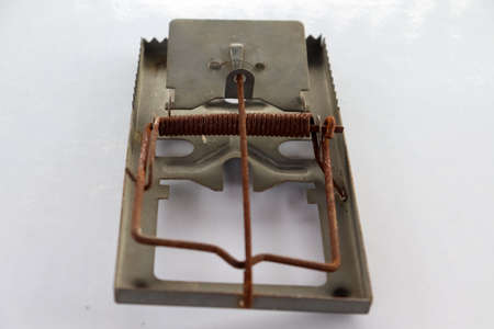 mousetrap and rust On white backgroundの写真素材