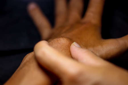 Ganglion Cyst from hard work and painfulの写真素材