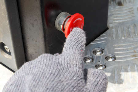 Emergency switch button for operational safetyの写真素材