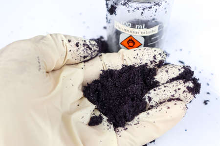 Chromium nitrate, an oxidizing agent, is used in laboratories and industryの写真素材