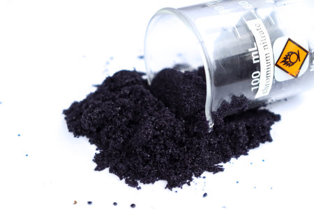 Chromium nitrate, an oxidizing agent, is used in laboratories and industryの写真素材