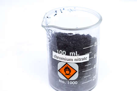 Chromium nitrate, an oxidizing agent, is used in laboratories and industryの写真素材