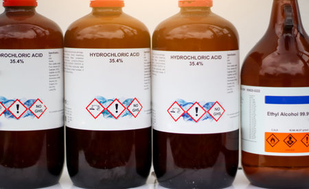 hydrochloric acid, ethyl alcohol, potassium hydroxide pellets, laboratory chemicals and hazards