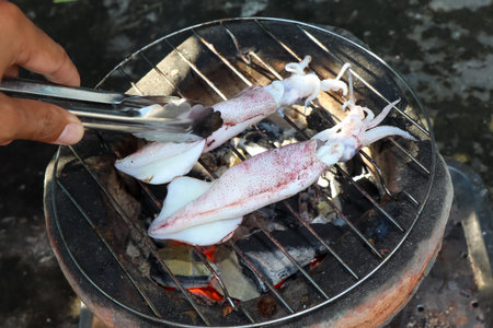 delicious Grilled splendid squid fresh from the sea and safe from formalin