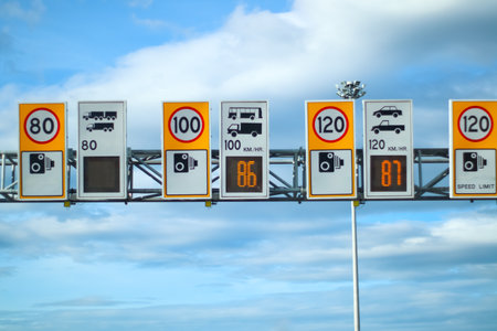 Detect vehicle speed on the road at dayの写真素材
