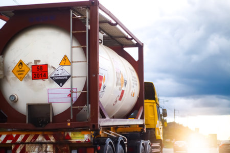 Trucks transporting dangerous chemicals on the road