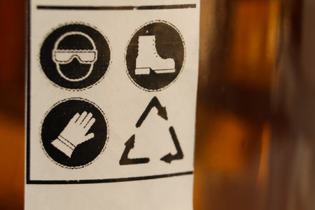 Safety symbol for using chemical, label on chemical bottleの写真素材