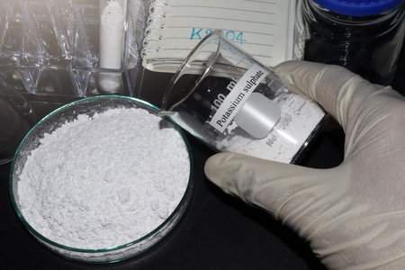 Potassium sulphate powder is used in laboratories or in industry