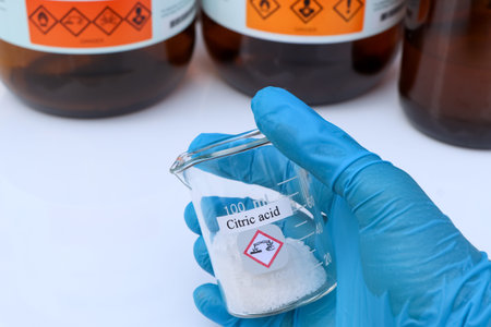 citric acid, a chemical used in the laboratory or industry