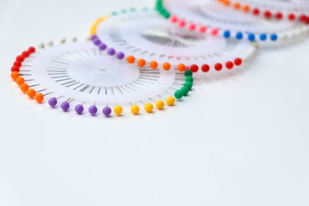 Pin on white background ,sewing equipment, textile tools, products or household goodsの写真素材